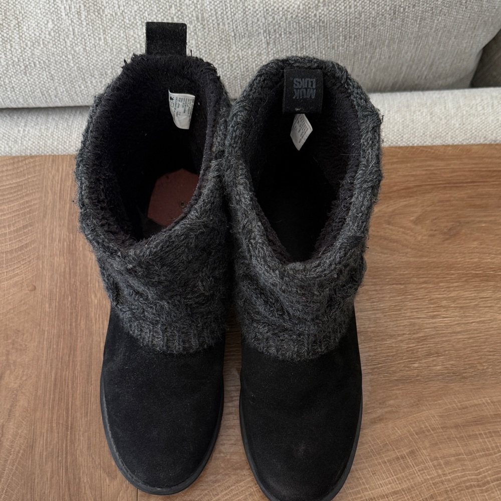Black Muk Luks Knit Cuff Boots